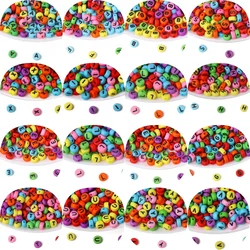 100-500PCS Acrylic A-Z 26 Letter Beads Round Flat Loose Spacer Colored Alphabet Beads For Jewelry Making Diy Bracelet Necklace