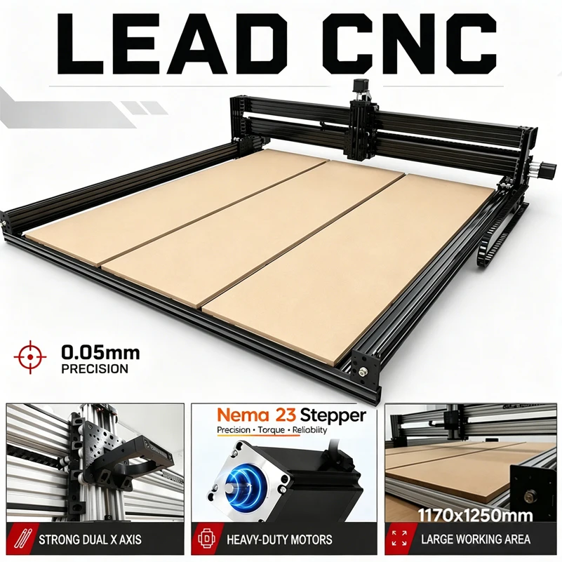 OpenBuilds LEAD CNC Router Mechanical Kit 4-Axis Screw Driven CNC Engraver with NEMA23 Motors for Wood Metal Acrylic Milling