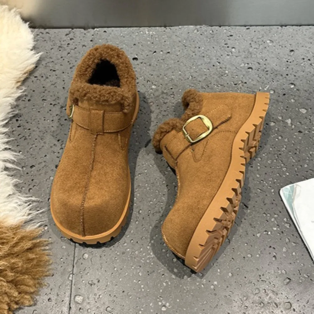 

Women's Platform Loafers Inner Height Increasing Women's Shoes Piled and Thickened Warm Cotton Shoes Women's Winter Shoes