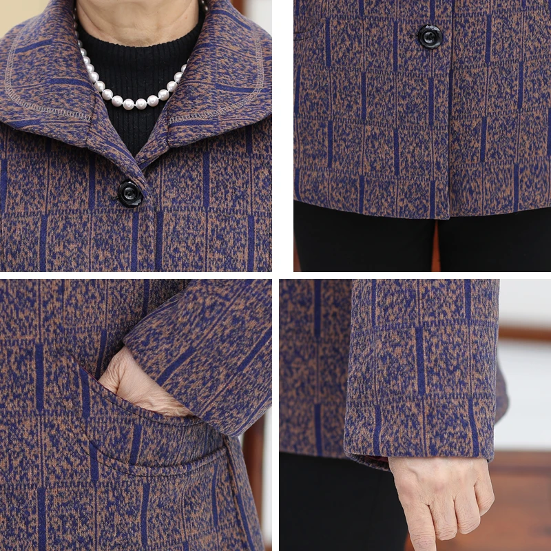 Ouderen Vrouwen Herfst Winterjas Grote Maat Gedrukt Lange Mouw Oma Uitloper Middelbare Leeftijd Moeder Casual Vest Jas 5XL