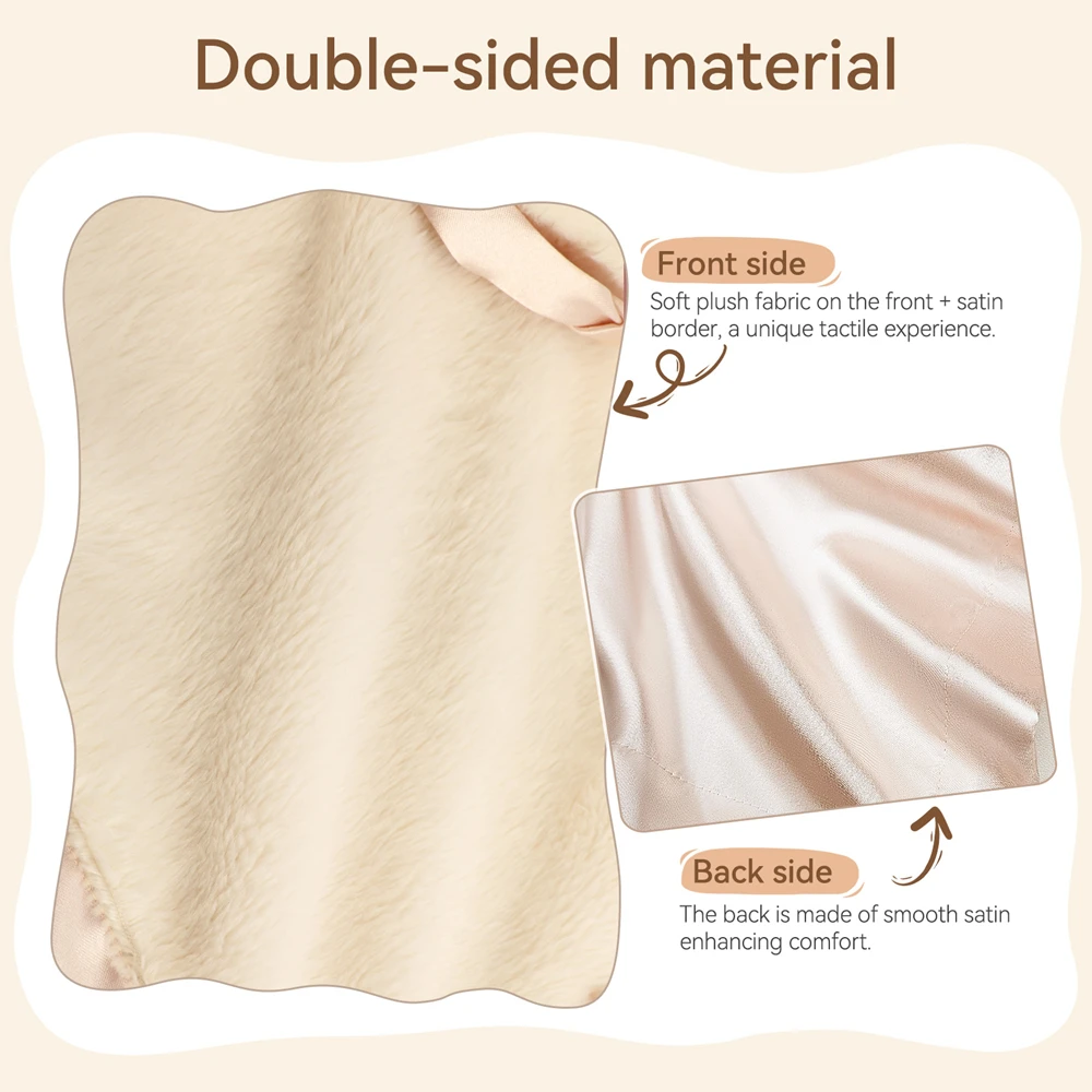 Satin Bunny Security Blanket Soft Plush Double Sided Texture Baby Toys Ribbon Tactile Sensory Newborn Baby Anxiety Relief Toys