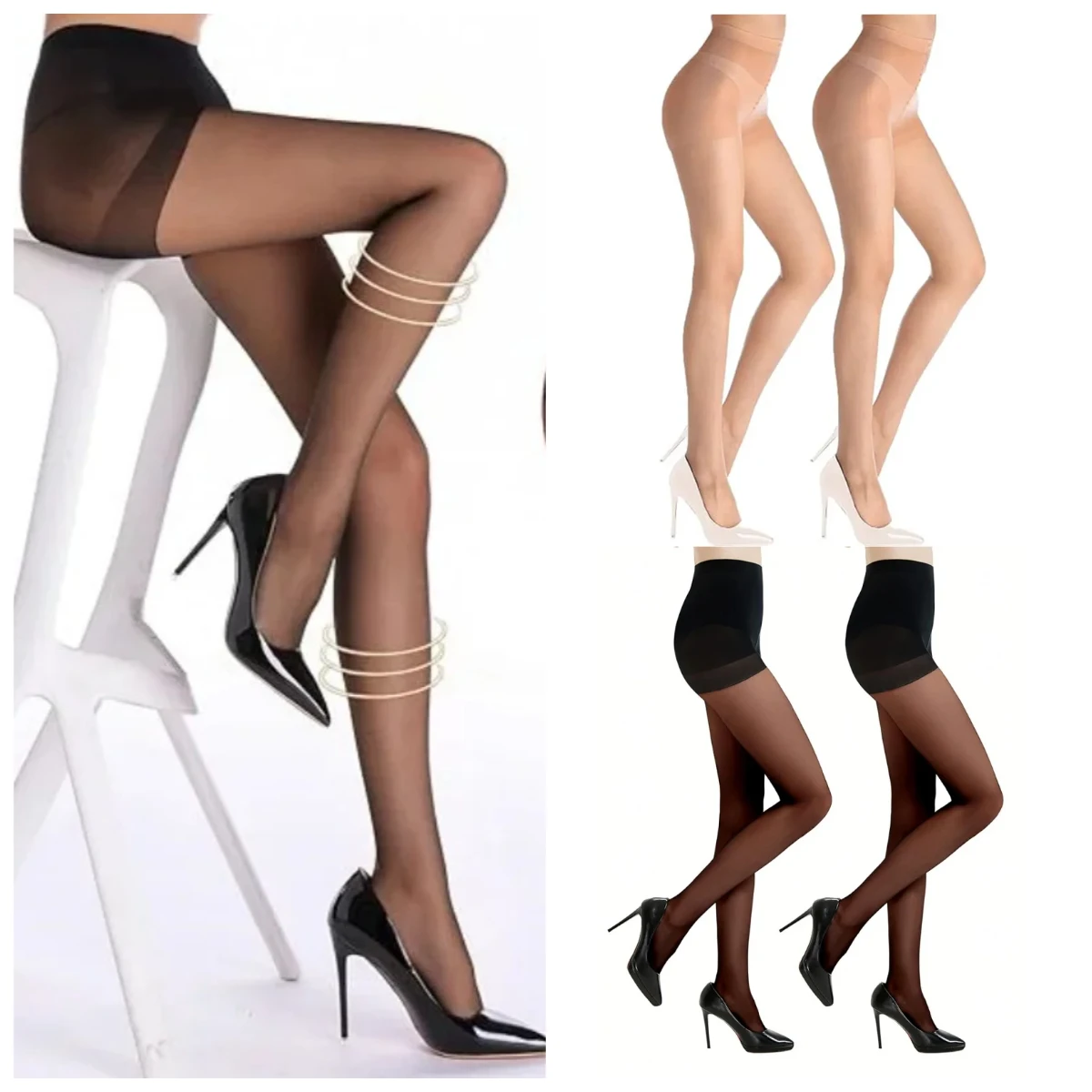 2 Paar Damen-Strumpfhosen mit hoher Elastizität, Anti-Haken-Strumpfhosen, transparente Strumpfhosen mit Kontrolleffekt, 20D Nylon, gut elastische Strumpfhosen