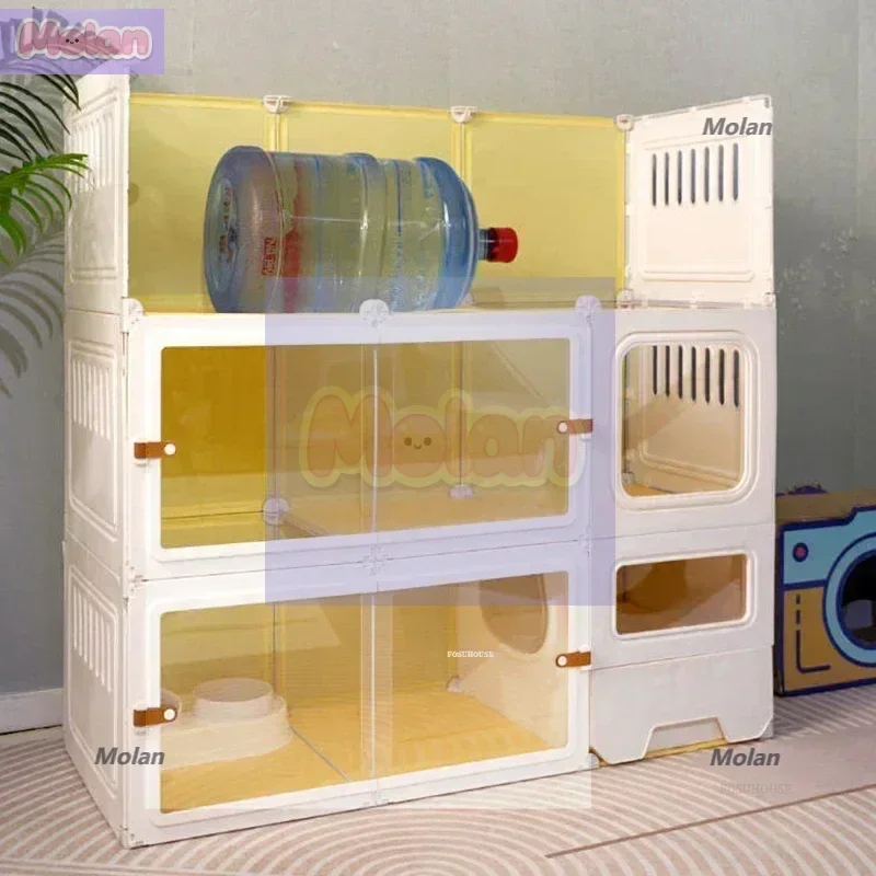 

Multi-layer Home Cat Cages Integrated Transparent Cat Villa Indoor Fence Pet Cabinet with Closed Cat Litter Box Pet Supplies C L