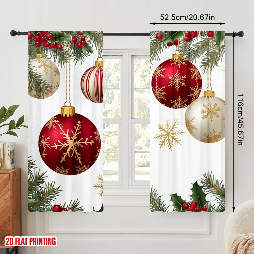 2pcs,2D plane printing Contemporary Curtains Christmas Ornaments Snowflakes Garland (3) Polyester (without rod) Festive Use for