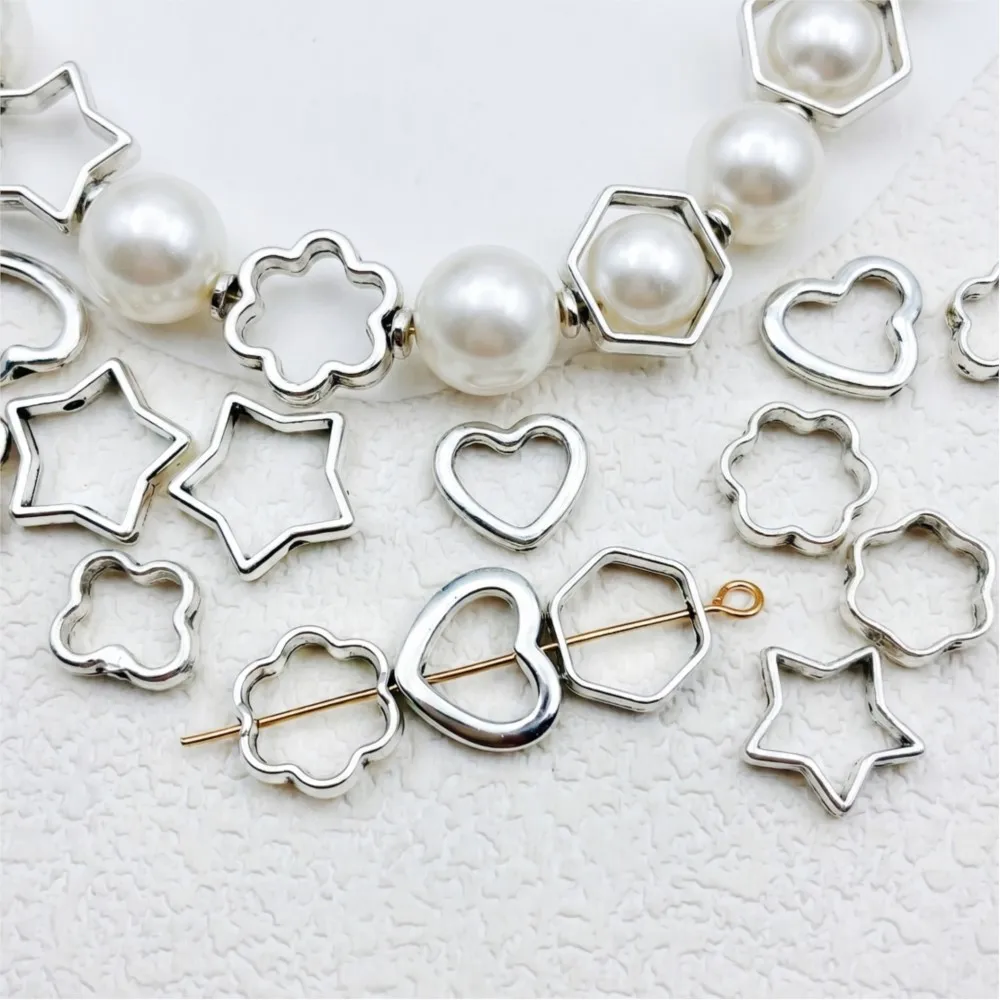 50pcs Star Bead Frames Double Hole Frames for DIY Jewellery Making