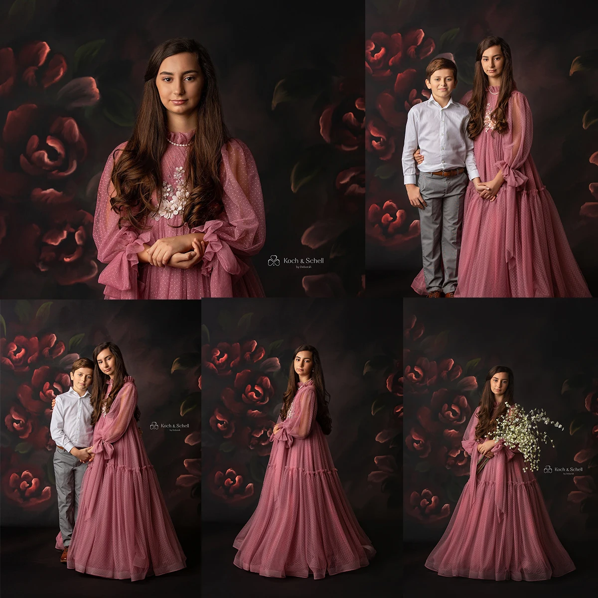 

Fine Art Floral Backdrop Gril Portrait Photography Pregnant Woman Photocall Red Flower Background Child Adult Photostudio Props