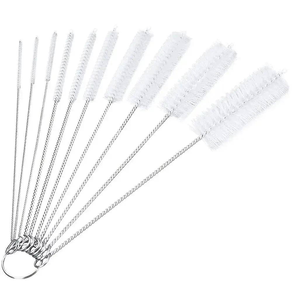Juego de 10/20 piezas de cepillos de acero inoxidable con cerdas suaves, pipetas, tubos de ensayo, cepillos para biberones, juego de herramientas multifuncionales para la limpieza del hogar