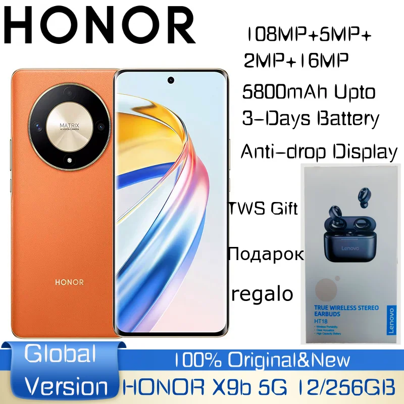 Hot Smartphone HONOR X9b 5G/HONOR Magic 6 Lite 5G 12/256GB, 5800 mAh 108MP Camera, Qualcomm Snapdragon Android Phone Global