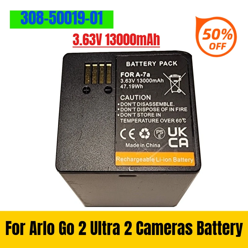 

3.63V 13000mAh for Arlo Go 2 Ultra 2 Cameras Battery 308-50019-01