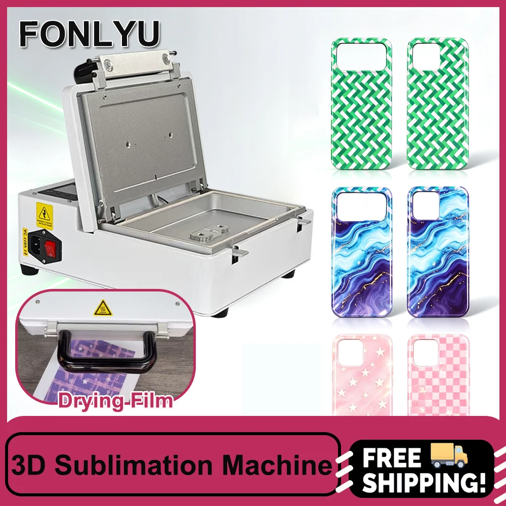 FONLYU PVM-01 3D Sublimation Machine for iPhone 18 17 16 15 Pro Max Protecting Cases DIY Heat Transfer Printing Covers Customize