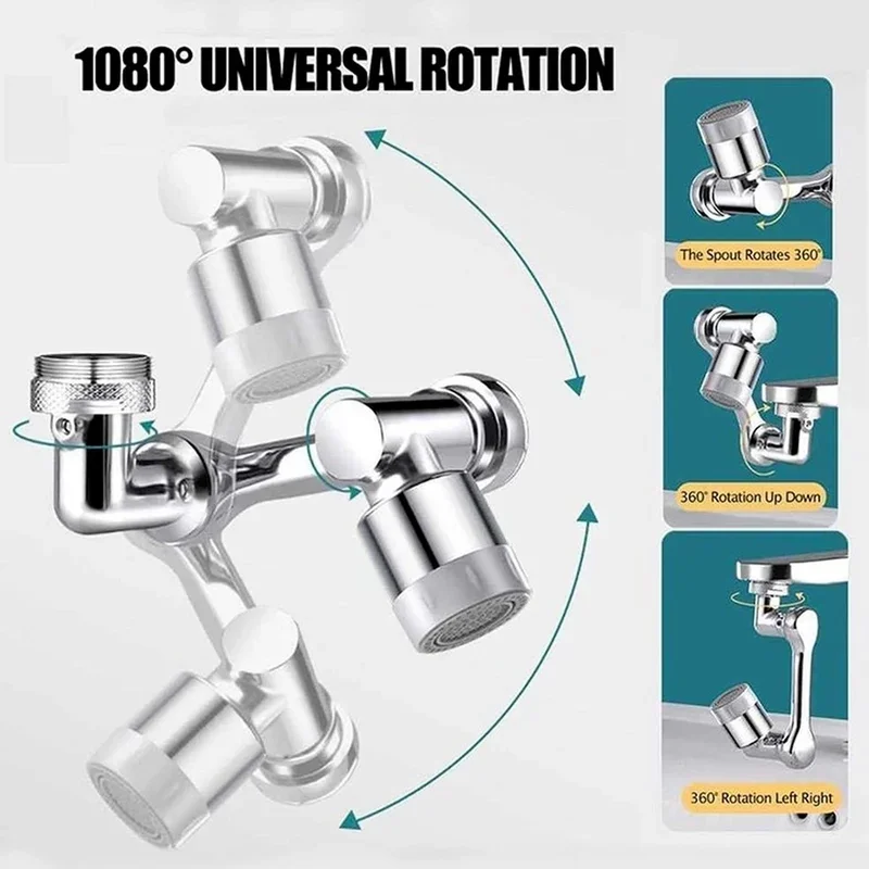 1080 ° rotatable extension faucet sprayer head water tap nozzle universal bathroom tap extend adapter aerator 2 spray modes image 5