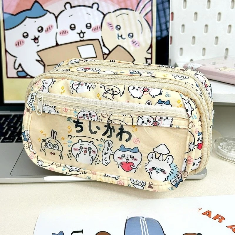 

New Chiikawa Hachiware Usagi Kawaii Anime Cartoon Pencil Bag Large Capacity Good Looks Multifunctional Girly Heart Student