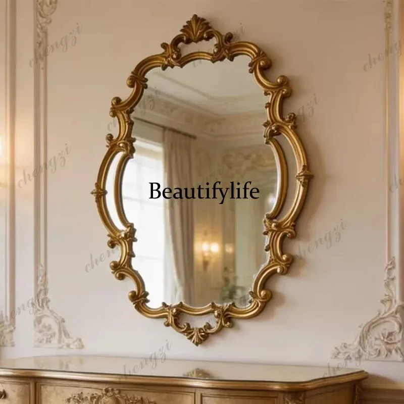 E182  French relief engraved decorative mirror bathroom wash wall-mounted master bedroom dressing living room entrance mirro