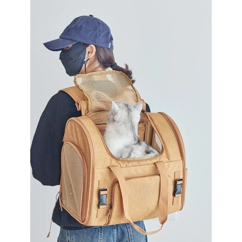 Ostracod Pet Out Portable Double Shoulder Takeout Cat Breathable Folding Carry Large Capacity School Bag Cat Bag