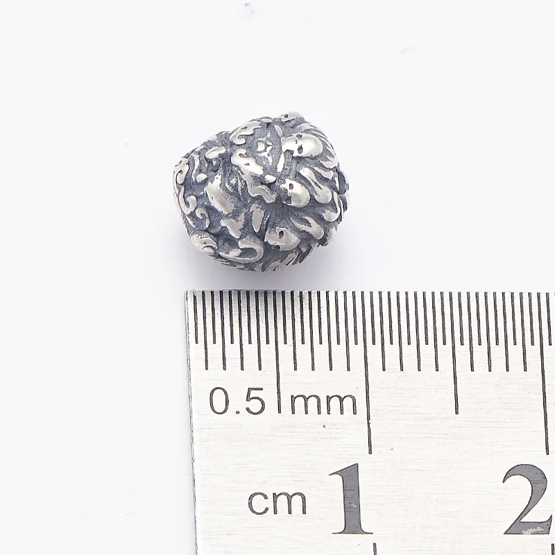 100% 925 Silver Mahakala Beads Sterling Good Luck Black Wealth Buddha Loose Bead Jewelry Findings 6