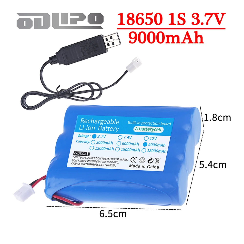 3.7V 18650 Lithium Battery Pack 9000mAh Rechargeable Battery For Solar Headlights Fishing LED Light Radio Bluetooth Speaker