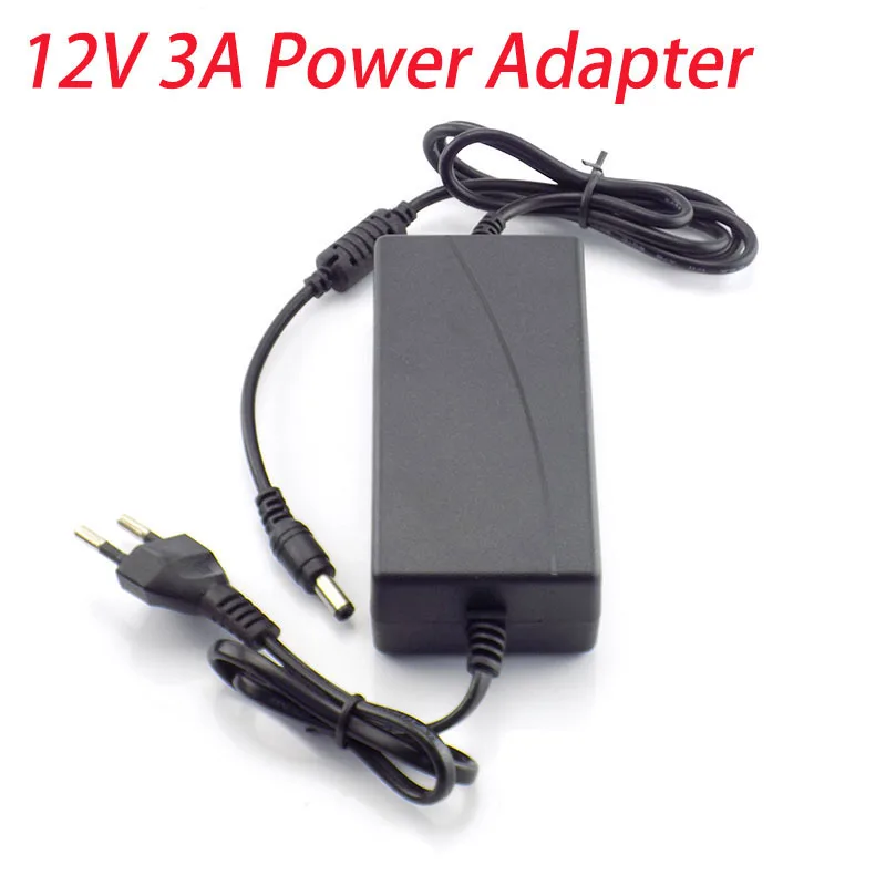 

12V 3A 3000mA Power Supply Charger AC to DC 100 - 240V Charging adapter US EU Plug 5.5mm x 2.5mm Led Grow Strip Light Lamp C2