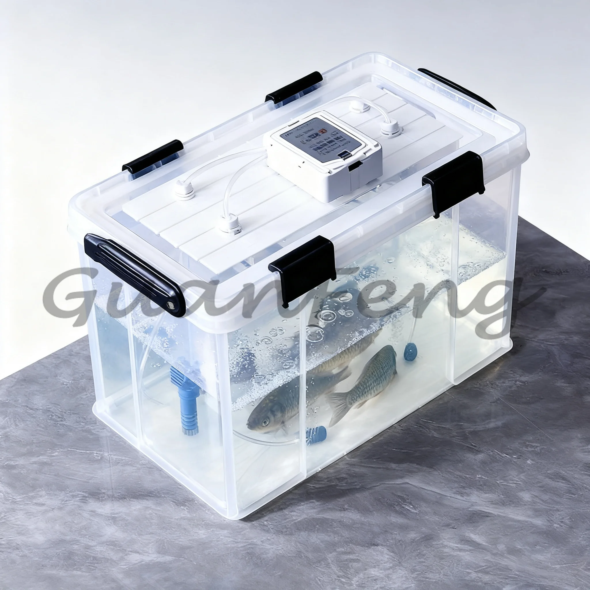 Sealed transparent live fish bucket, large capacity portable container for outdoor fishing truck transportation