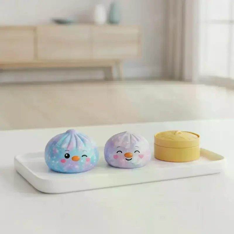 Glitter Slow Rebound Simulated Steamed Bun Toy Soft Stress Relief Sensory Fidget Toy for Kids Home Daily Play