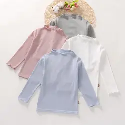 Camisa Base de Color sólido para niñas, ropa interior de algodón para niños de 1 a 7 años, Top delgado de estilo occidental para bebés, primavera Y otoño