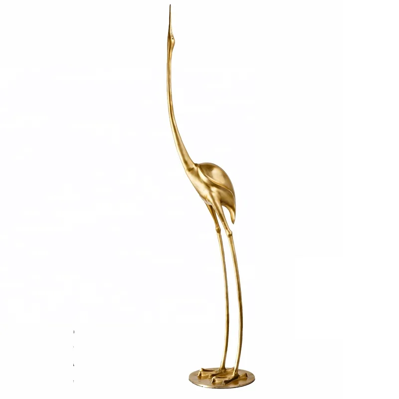 China Manufacture Modern Brass Decorative Accessories Tall Copper Crane Animal Luxury Home Decoration for Living Room or Hotel