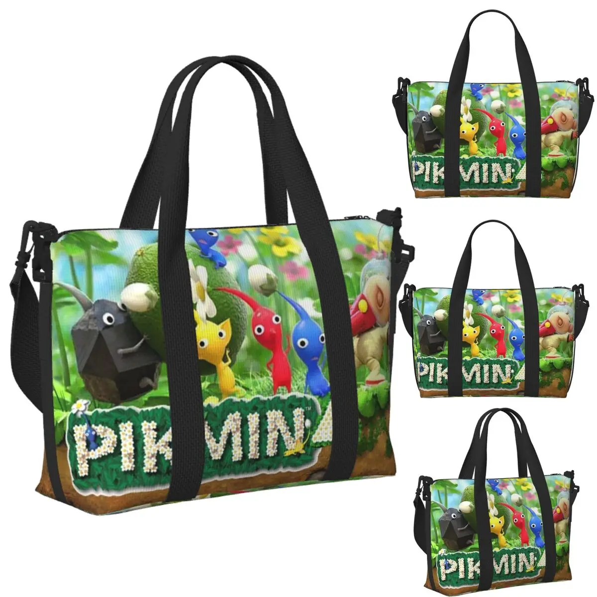 

Custom Pikmin Beach Travel Bag Large Capacity Tote Bags for Gym Yoga Women Shopping Duffle Shoulder Bag