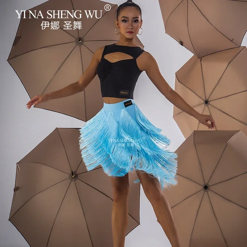 المرأة اللاتينية الرقص شرابات تنورة هامش فستان قاعة الرقص السالسا سامبا التانغو الرقص المنافسة تنورة قاعة الرقص ممارسة تنورة #2