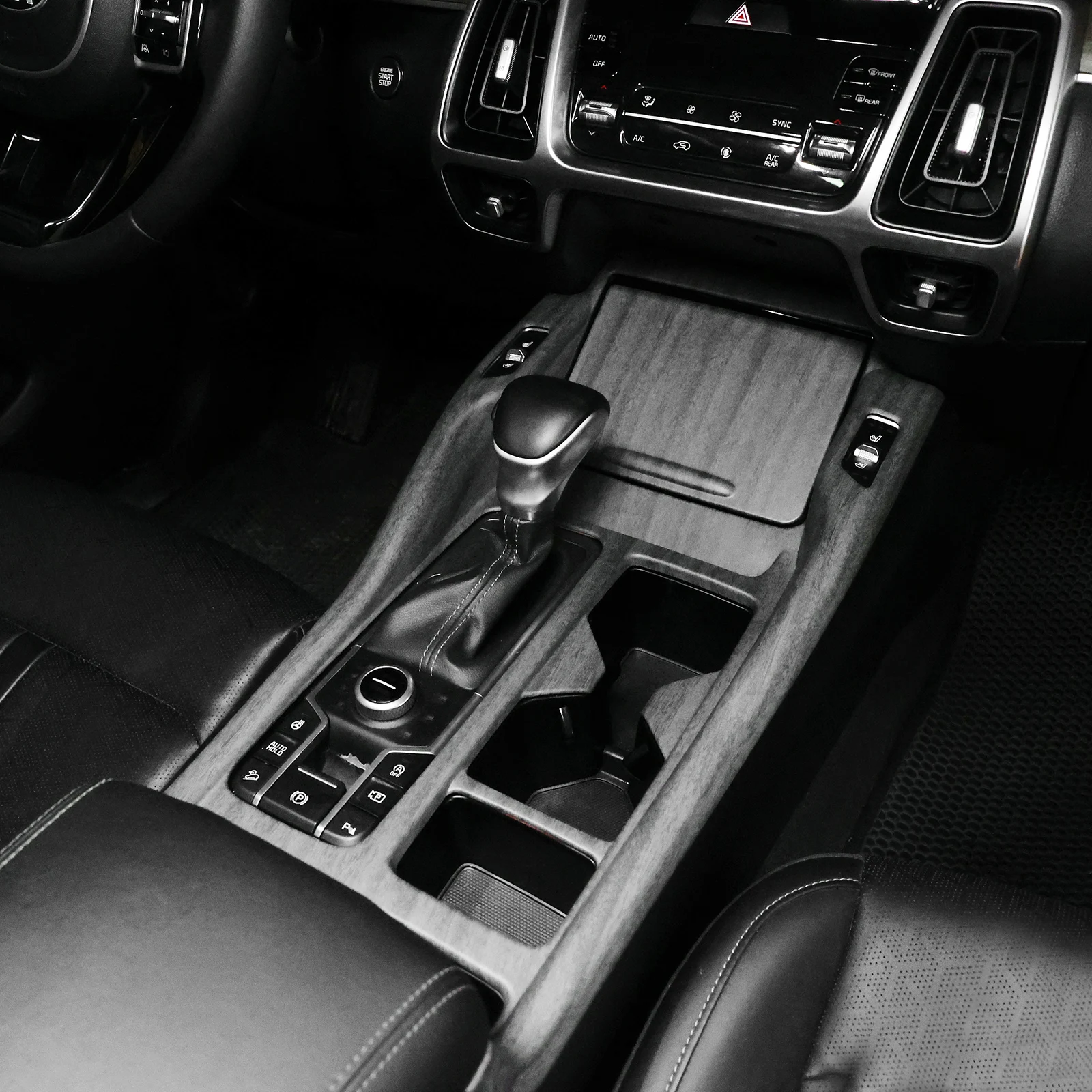 

Wood Grain Style Center Console Central Gear Shift Panel Trim Cover Water Cup Holder For KIA Sorento MQ4 2021-2025 Interior