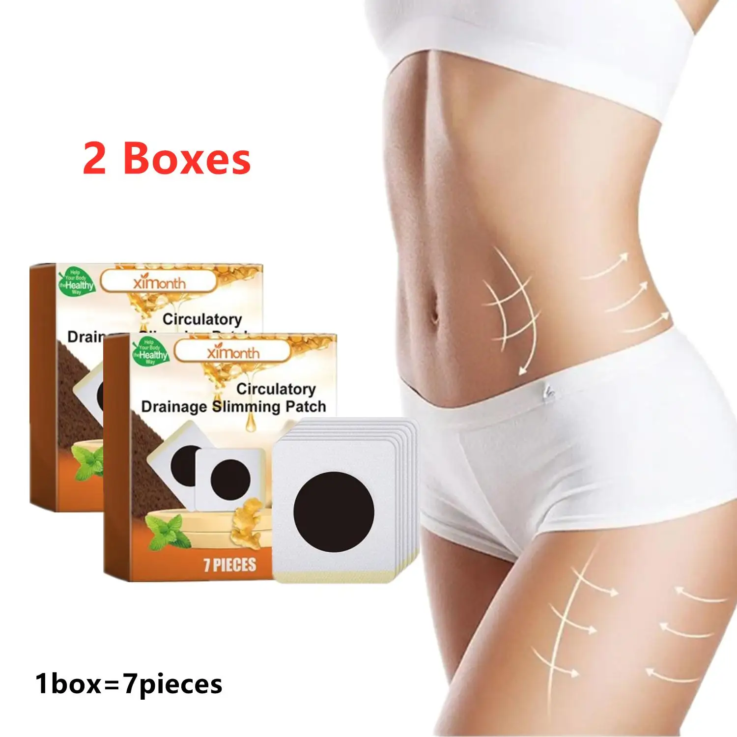 2 Box Bee Circulatory Drainage Slimming Patch Weight Loss Fat Burning Patch Belly Slim Patches Stomach Sticker Health Care