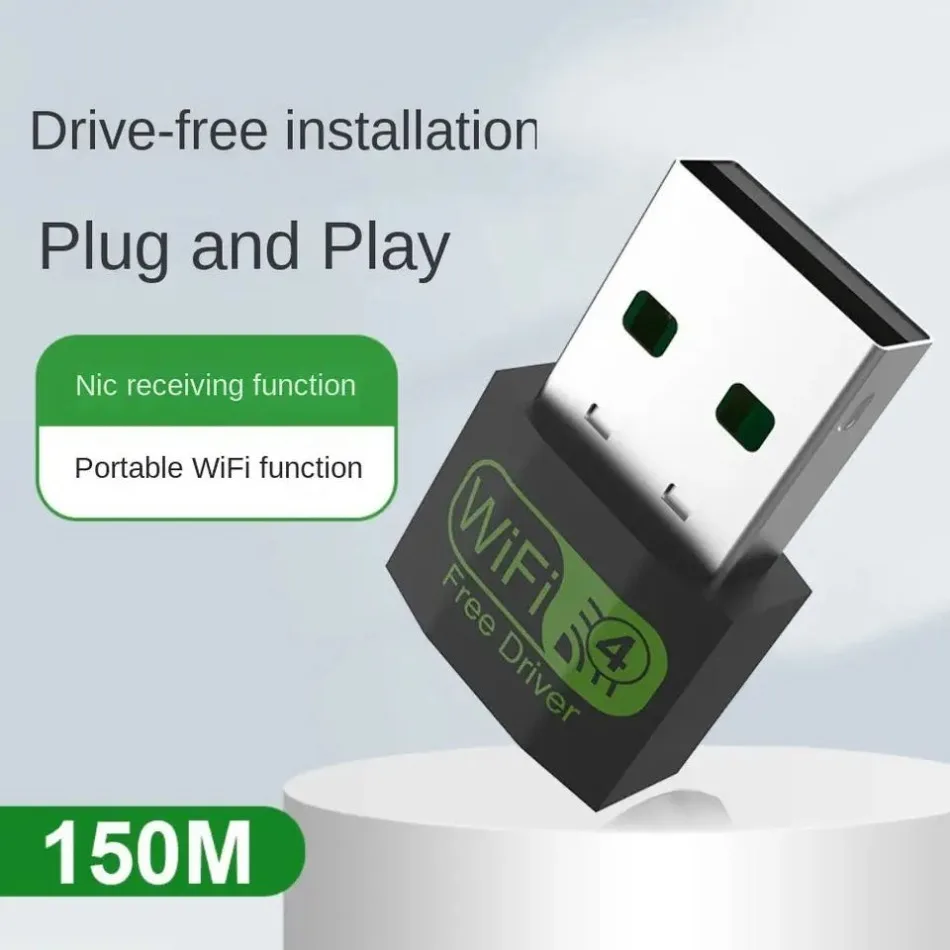 Wvvmvv-ワイヤレスwifiアダプター,150mbps,ネットワークカード,プレイアンドプレイ,ミニUSB, LAN,PC, Windowsレシーバー用