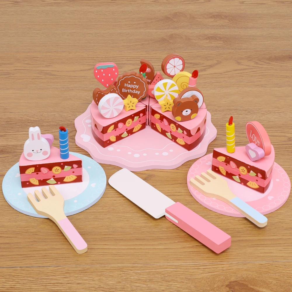 模擬子供用ケーキ、ままごとアフタヌーンティー、アイスクリームのカットと遊び、キッチン用品、木製おもちゃ
