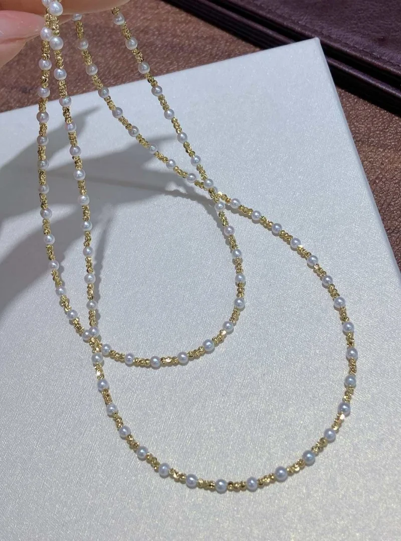 Natural Freshwater Pearl Necklace Handmade Exquisite Pearl Beads Sweater Chain Long Sleeve Sweater Chain Necklace for Wome 85cm