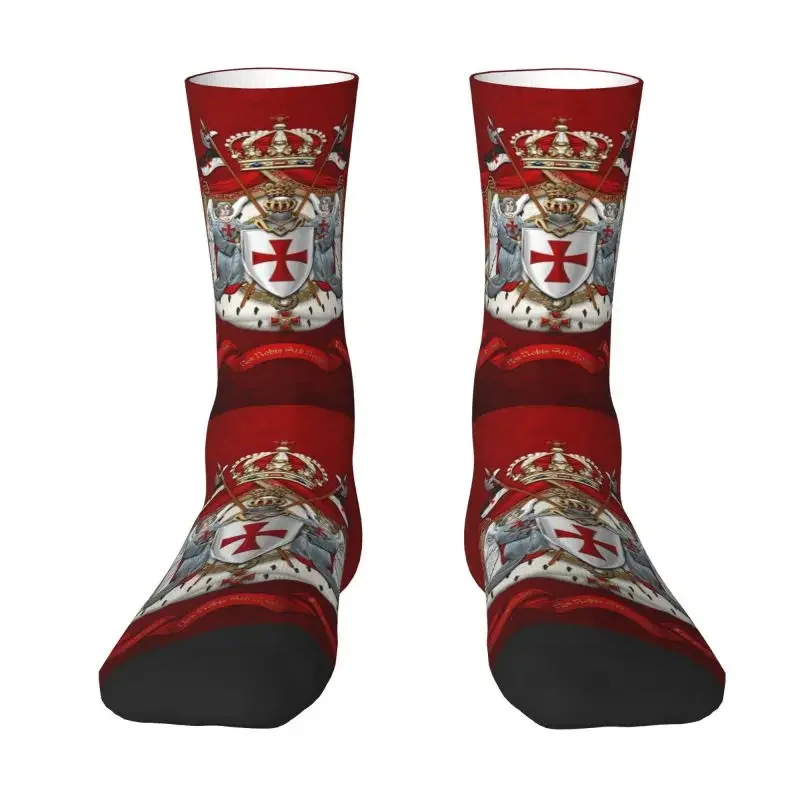 

Knights Templar Flag With Coat Of Arms Mens Crew Socks Unisex Kawaii Cross Spring Summer Autumn Winter Dress Socks