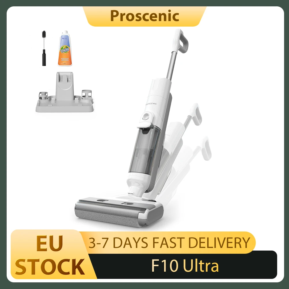 Aspiradora Inalámbrica 3 en 1 Proscenic F10 Ultra, Húmeda y Seca, 60 Minutos de Autonomía, Tanque de Agua Doble de 1.3L, Autolimpieza y 3 Modos