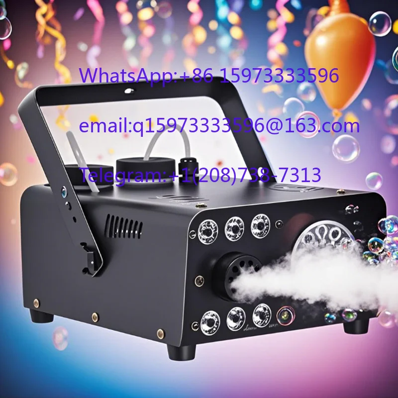 Wireless Remote Stage Fog Bubble Machine 600W RGB Lighting Smoke Bubble Maker for Event DJ Performance Decoration