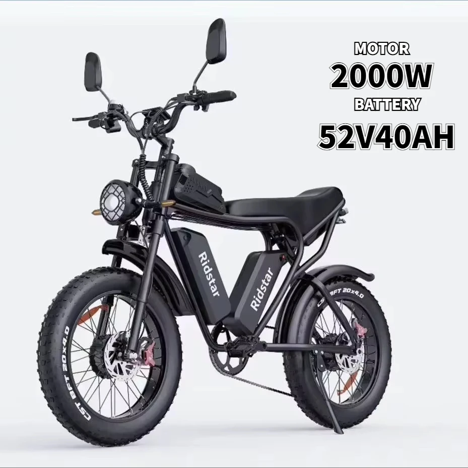 Q20 E Bike 2000W Powerful Motor 52V40AH Lithium Battery Electric Bicycle 20Inch Fat Tire 7-Speed Off-road mountain Electric Bike