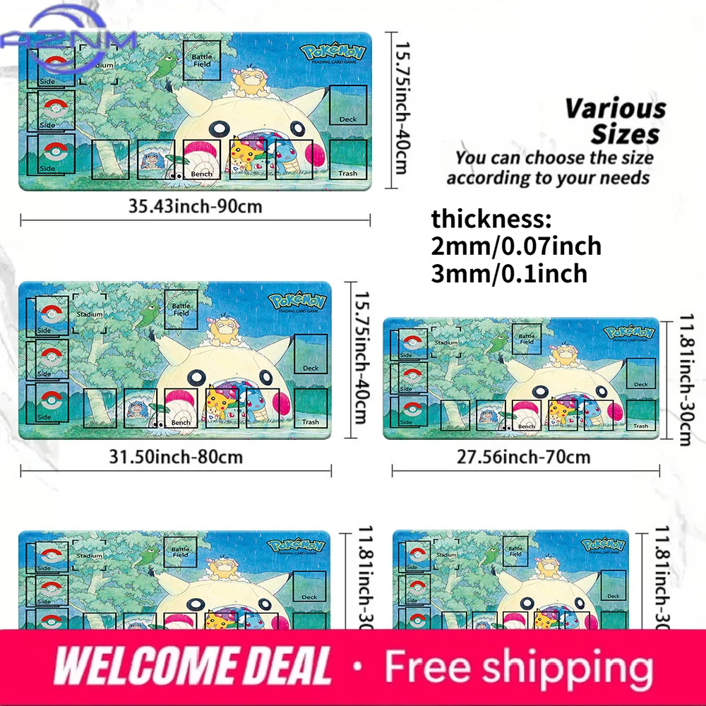 

Cute Pikachu Rain Shelter Pokemon TCG Playmat Large Non-slip Gaming Mouse Pad Desk Table Mat Multi Sizes