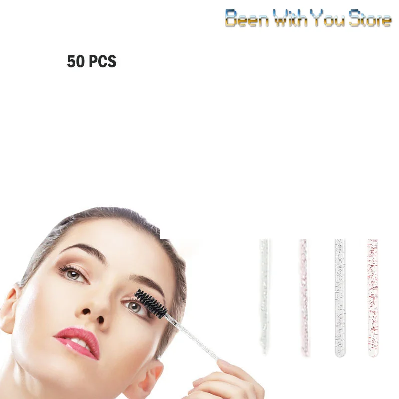 Brosse à cils jetable en cristal coloré, peigne, Extension de cils, baguettes de Mascara, maquillage professionnel, outil de beauté, 50 pièces