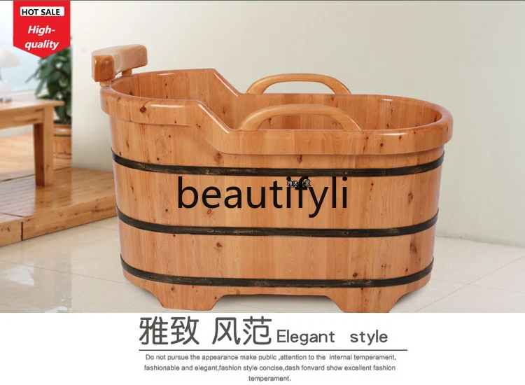 

Cedar Cask Fumigation Bath Bucket Soaking Large Bath Household Adult Solid Wooden Bath Full Body D1089