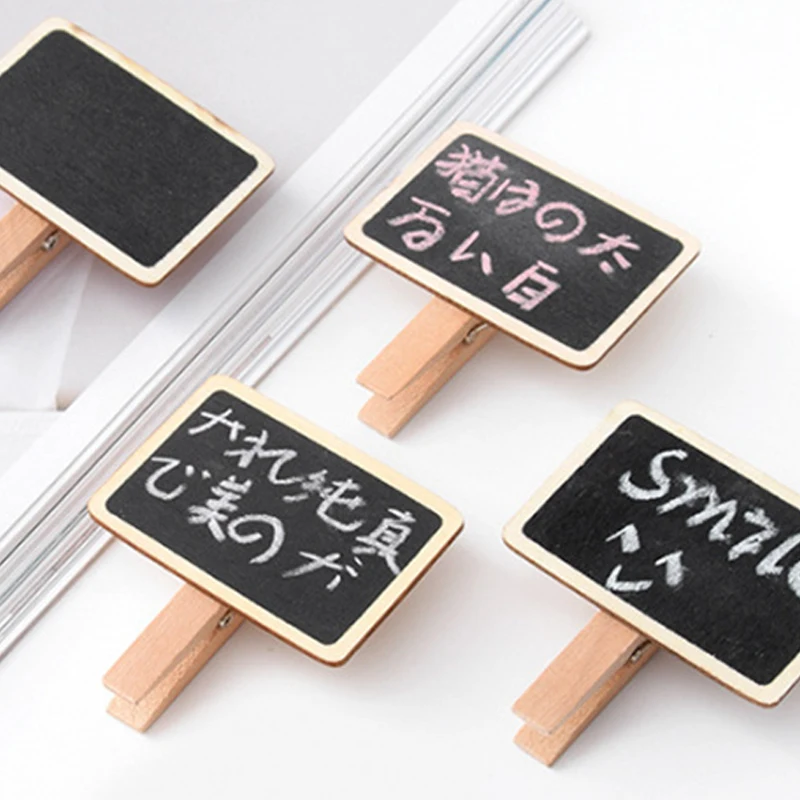 Creative Small Blackboard Design Square Blackboard Clip Wooden Message Board Mini Writing Board Bulletin Board Household Groceri