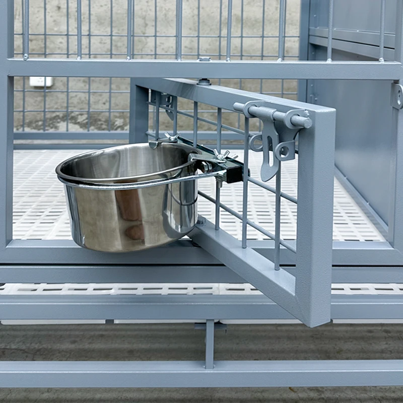 STLFPet Supplies Foldable Oval Iron Pipe Dog Cage High Quality 48 Inch Stackable Transport Dog Kennel Cage With Wheel