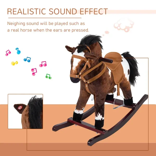 ロッキングホース キッズ ぬいぐるみ 乗用玩具 童謡音楽 18-36ヶ月 ライトブラウン ホワイト 幼児へのギフトに最適
