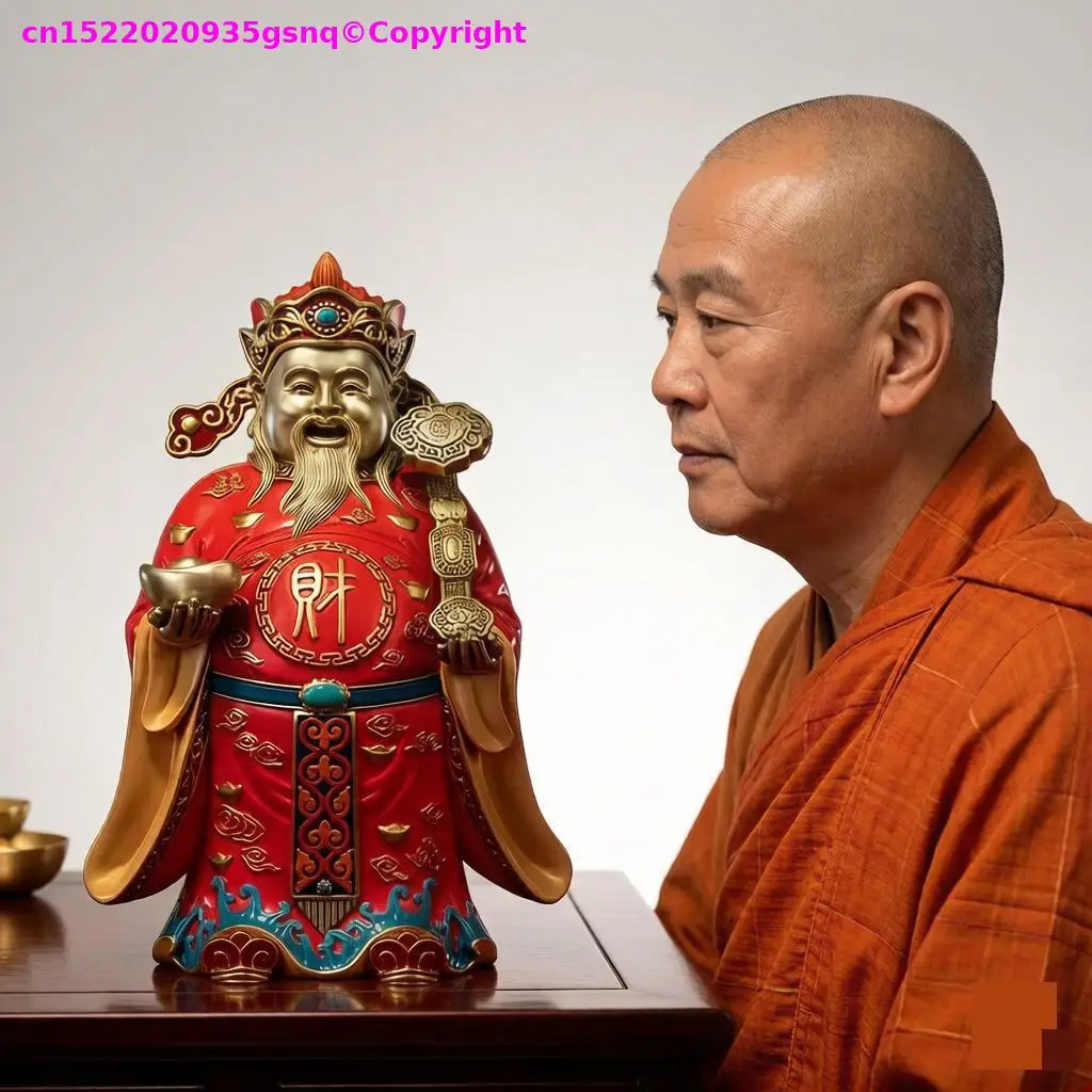 TOP Lucky Mascot  Attract wealth Wealth Deity Fortune God bronze sculpture living room company HOME Decorative buddha ornament