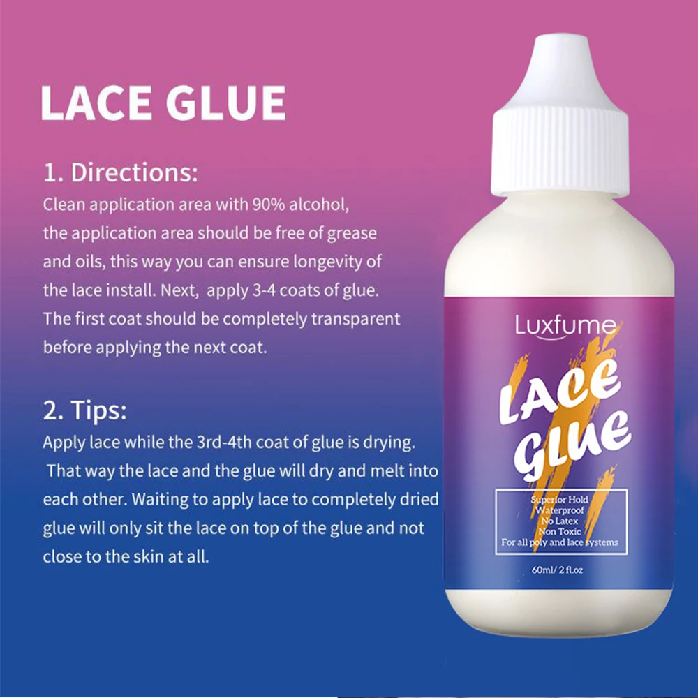 

60ml Wig Glue Waterproof Ultra Lace Wig Glue for Lace Front Wig Hair Extensions Strong Hold Lace Glue Wig Accessories Luxfume