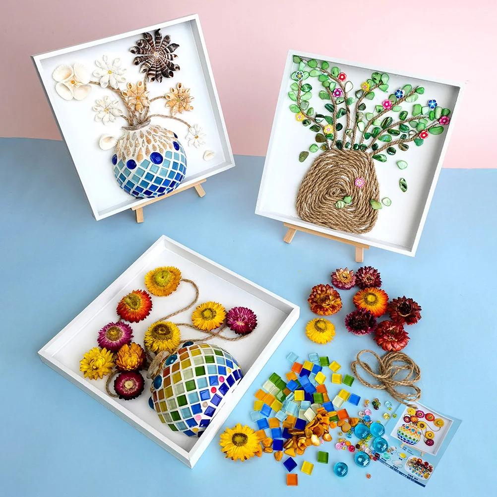 

DIY Handmade 3D Decorative Painting Small White Box Mosaic Creative Decoration for Children's Homemade