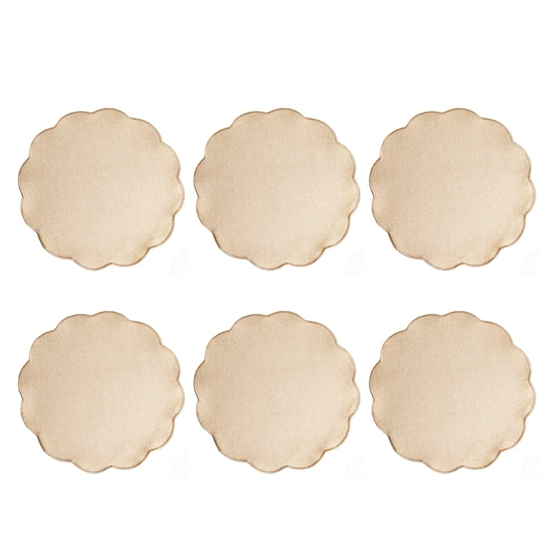 547F Textile Dining Cover Set of 6 Cloth Table Place Covers for Family Meals, Coffee Tables, Counters and Dinner Service