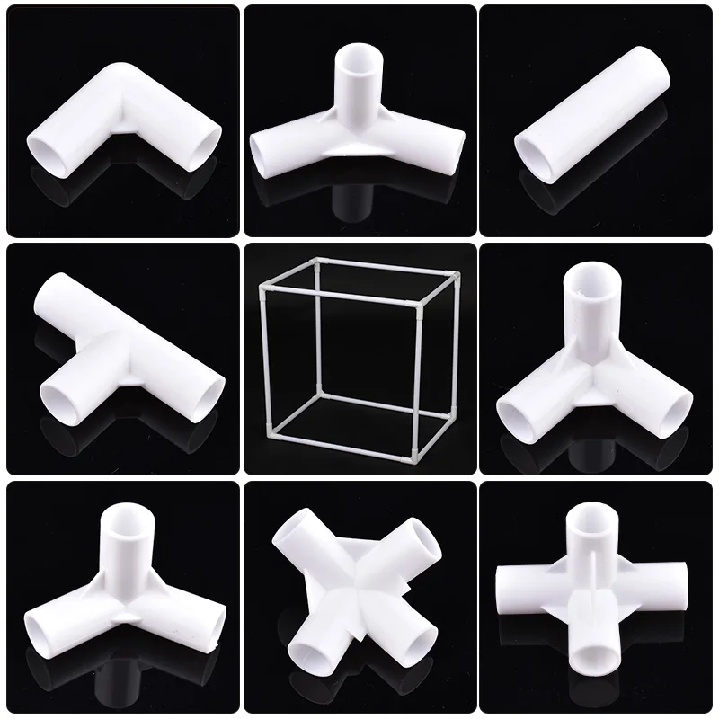 5PCS16mm White Connector 90°/120°/135 ° Tee Four Way Straight Elbow Pipe Watering Irrigation Water Pipe Joint Shelf Tube Fitting