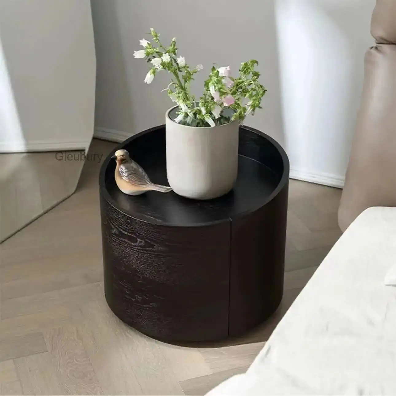 Bedroom Italian Home Style Bed Headboard Bedside Storage Side Cabinet Nordic Creative Round Storage Cabinets Side Tables