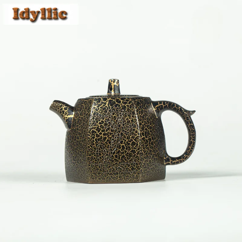 

250 мл Исин Фиолетовые Глиняные Чайники Ручной Работы Шестиугольный Горшок Han Duo Горшок Сырой Руды Спуск Грязь Чайник Чайник С Ситечко Чайный Набор Zisha