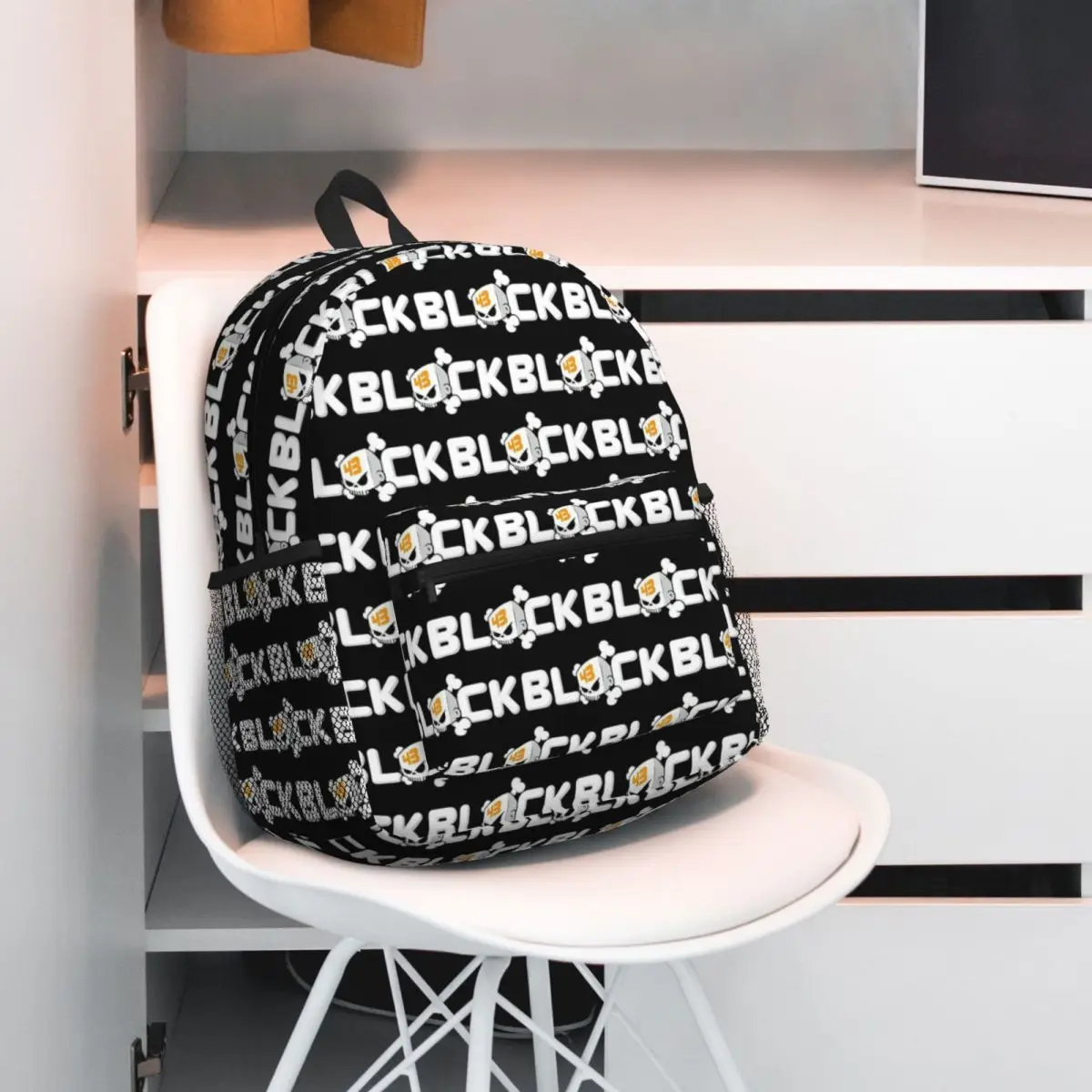 Ken Block Acrylic Skull Backpack Daypack Large Capacity Kids BookBag School Bag Shoulder Bags for Men Women